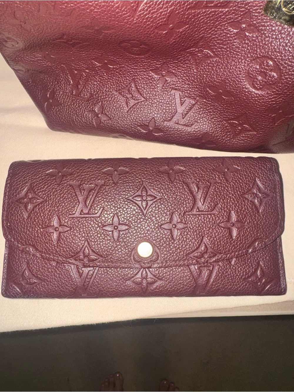 LOUIS VUITTON Authentic Sac Sport Purse PLUS Wallet & Coin Purse - Red/Wine - Picture 12 of 16